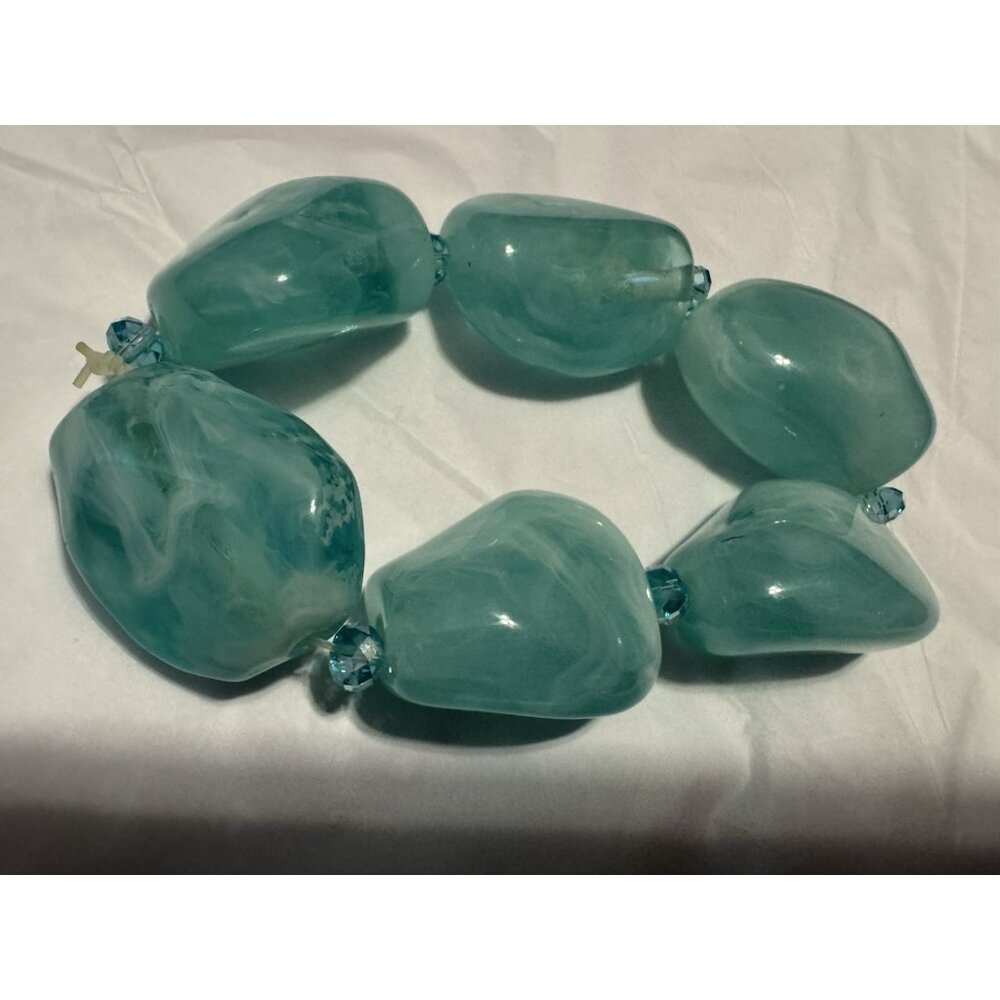 Faux Rock Bracelet Women's Costume Jewelry Blue Beads Stones